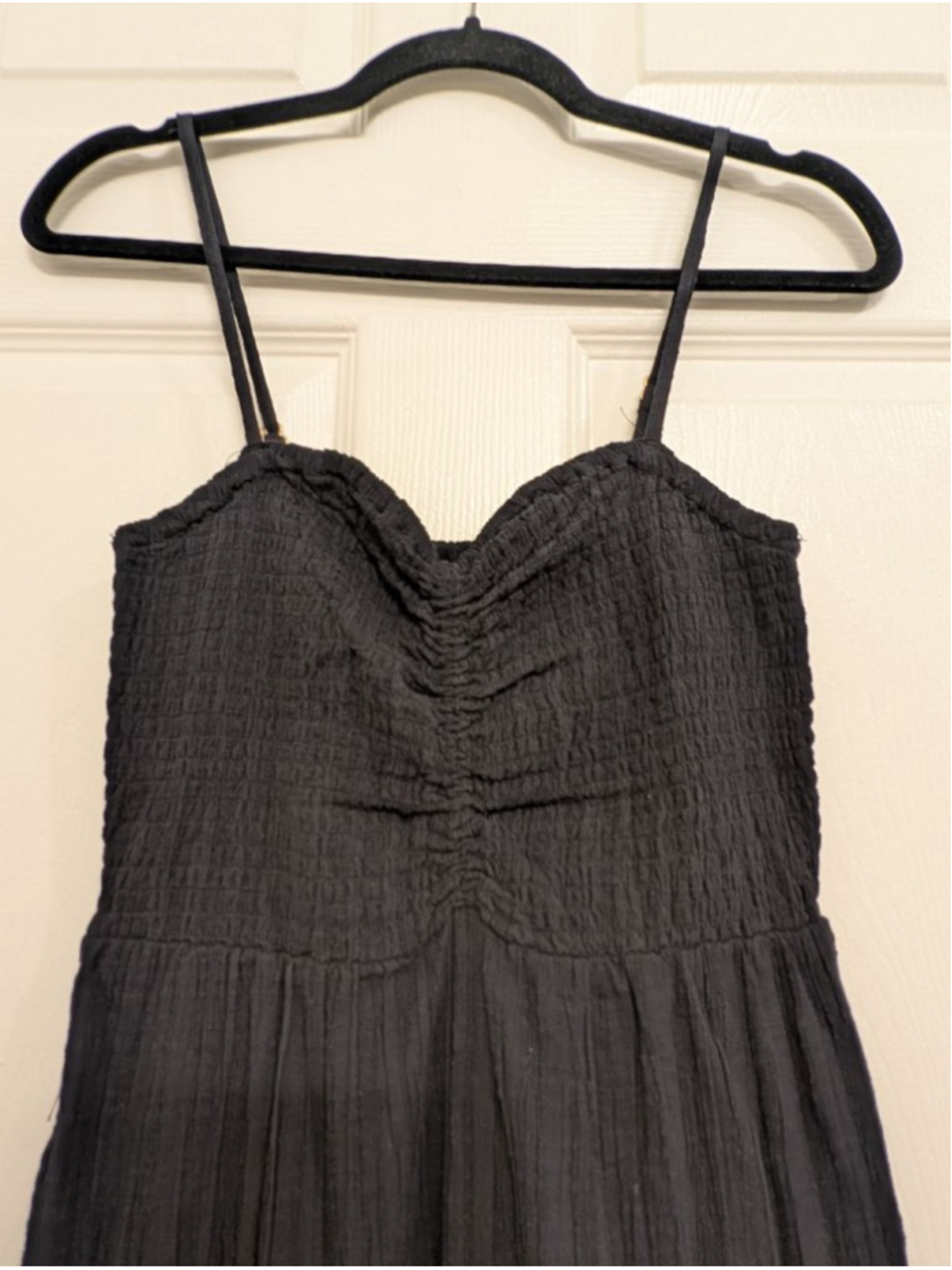 Anthropologie L*SPACE Mallorca Midi Dress Black Cotton Smocked S Resort Wear - Picture 2 of 9